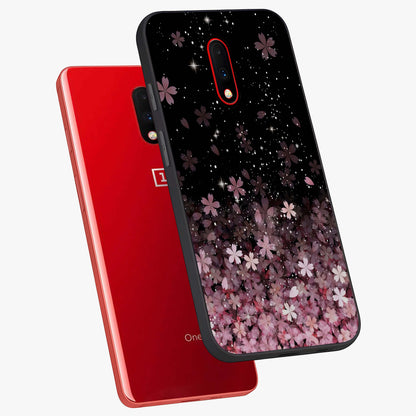 Small Starry Flowers Glass Case displayed in angled mockup highlighting tiny flower pattern with celestial aesthetic style.