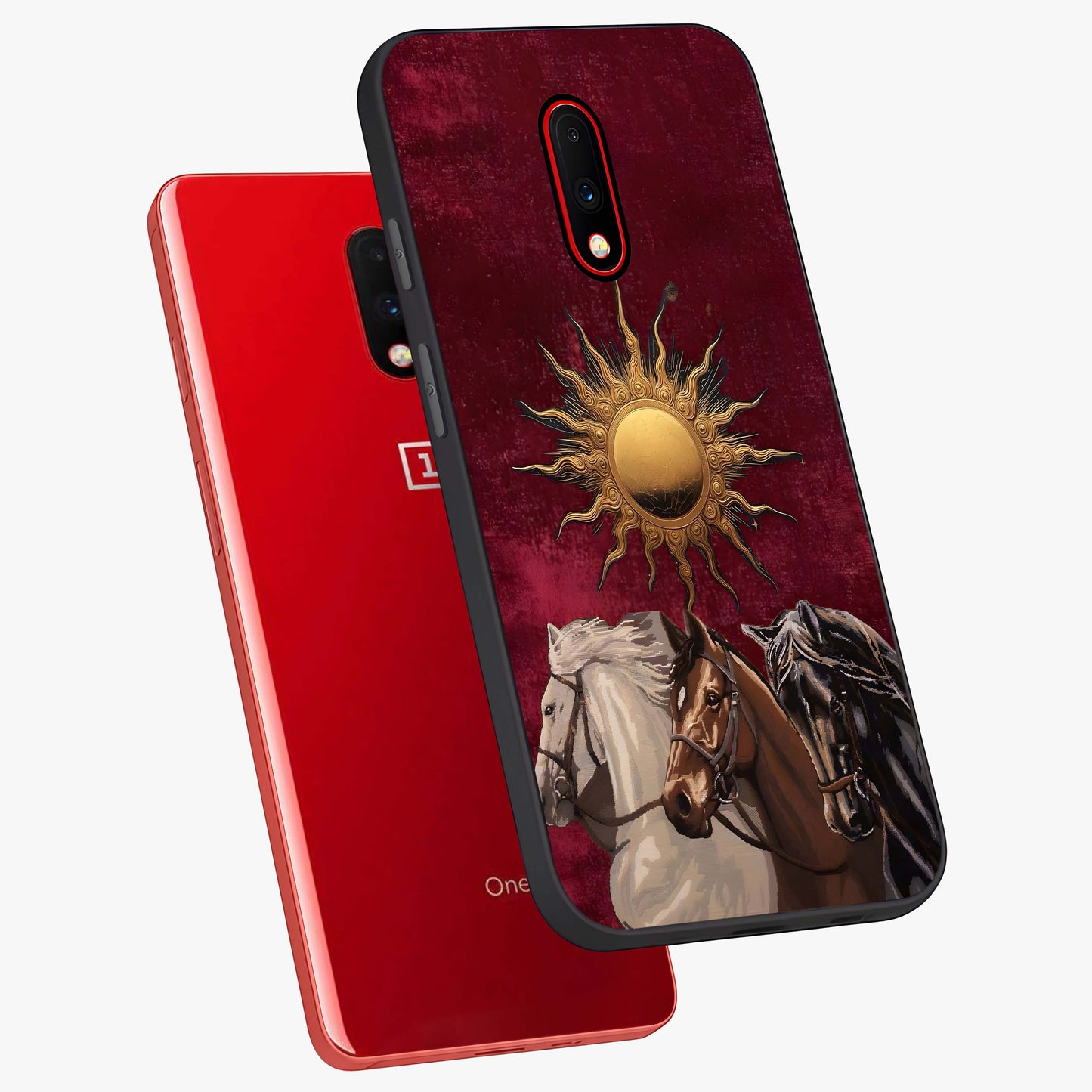 Solar Riders Glass Case displayed in angled mockup highlighting powerful rider illustration with radiant solar aesthetic.
