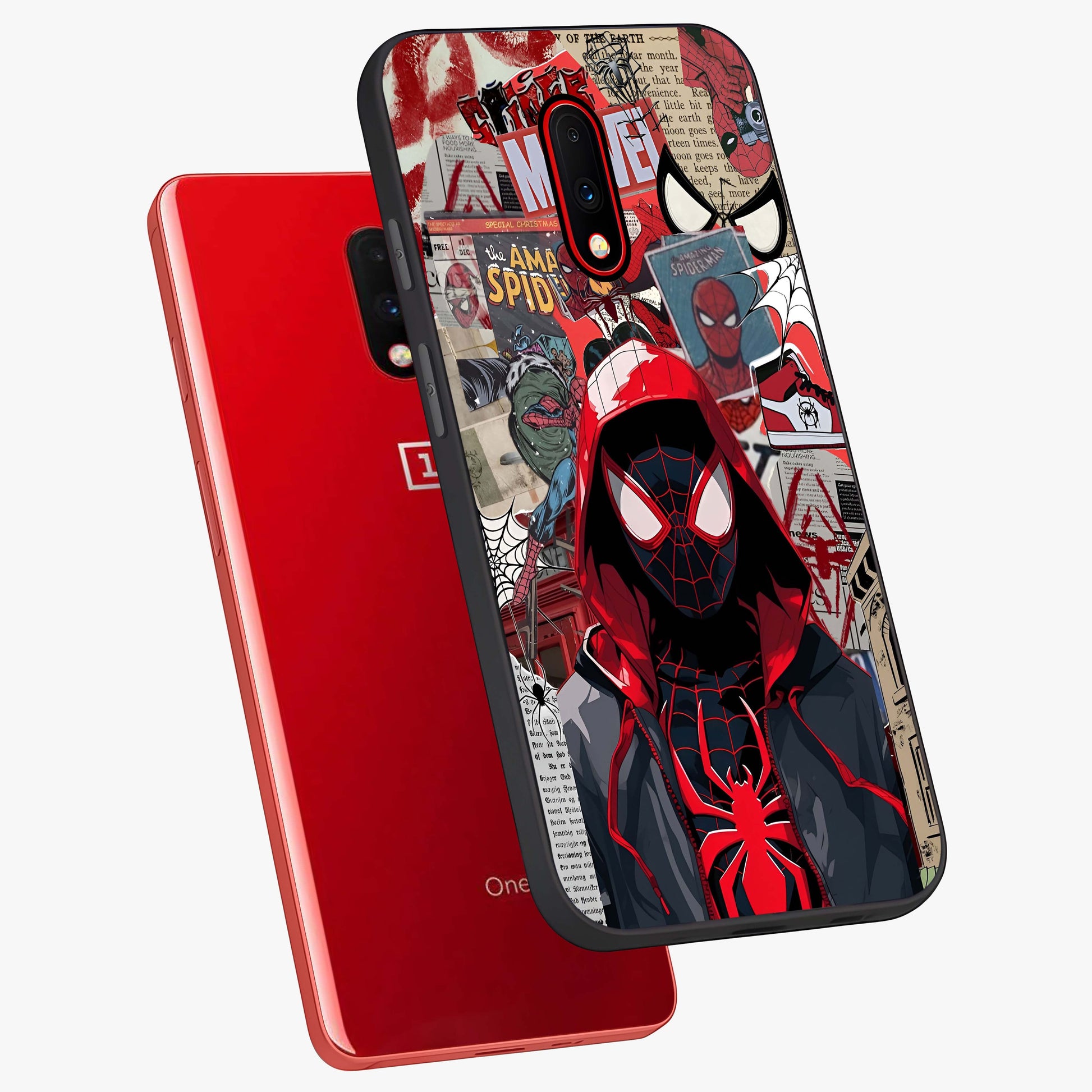Spider Collage Street Glass Case displayed in angled mockup highlighting dynamic street style collage design with comic aesthetic.