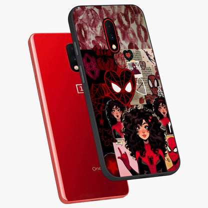 Spider Love Story Glass Case displayed in angled mockup highlighting expressive comic inspired design with playful aesthetic.
