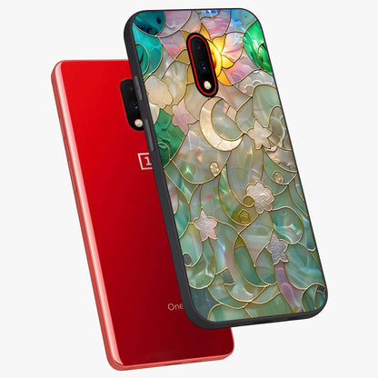 Stained Sunrise Glow Glass Case displayed in angled mockup highlighting radiant sunrise design with artistic aesthetic style.