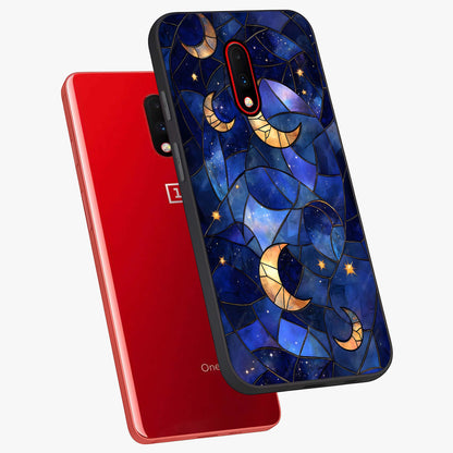 Starlit Sky Tapestry Glass Case displayed in angled mockup highlighting celestial night pattern with artistic aesthetic style.