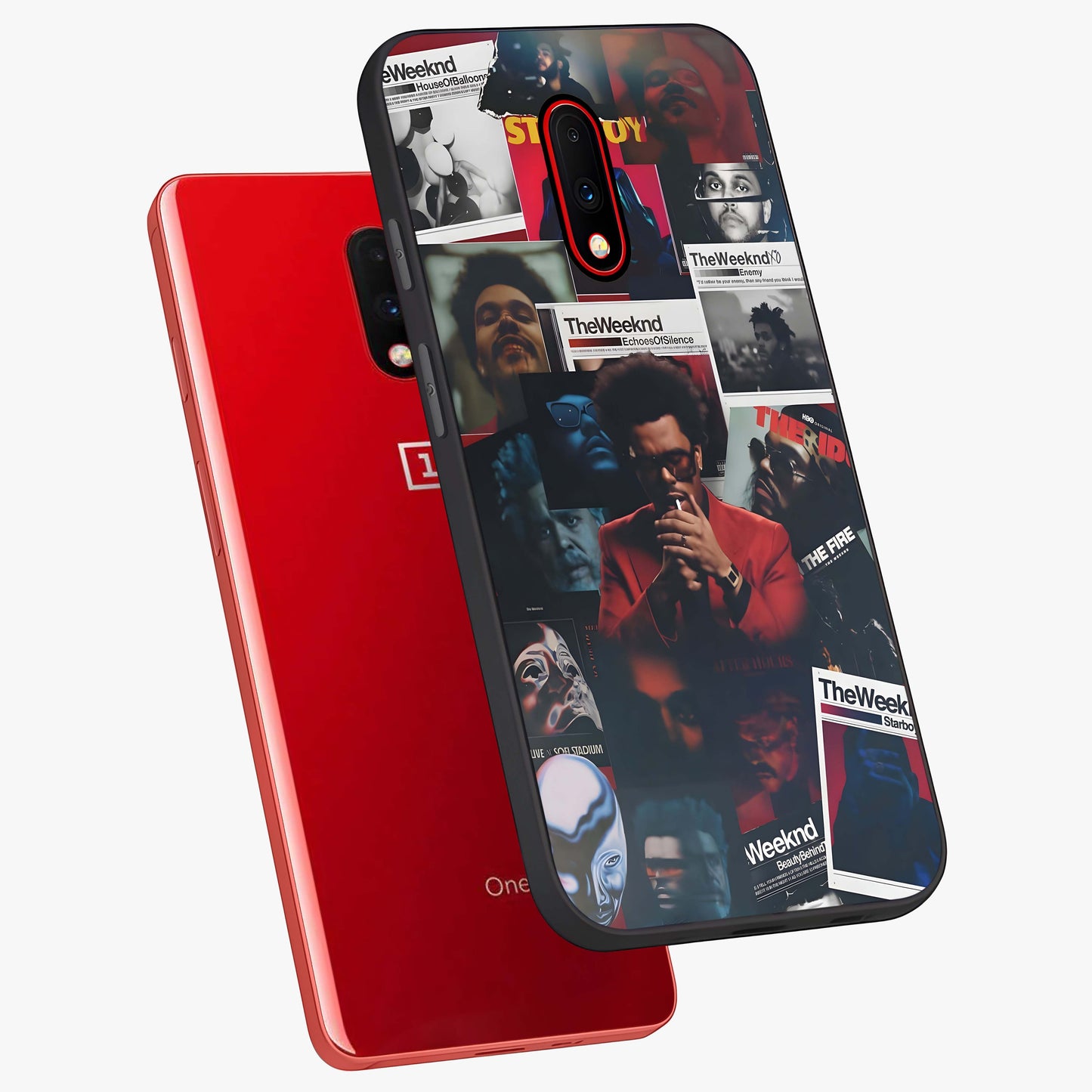 The Weeknd Glass Case displayed in angled mockup highlighting stylish pop culture inspired design with modern aesthetic.