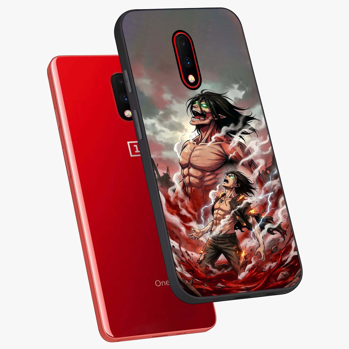 Titan Awakening Fury Glass Case displayed in angled mockup highlighting dramatic giant warrior design with bold anime aesthetic.