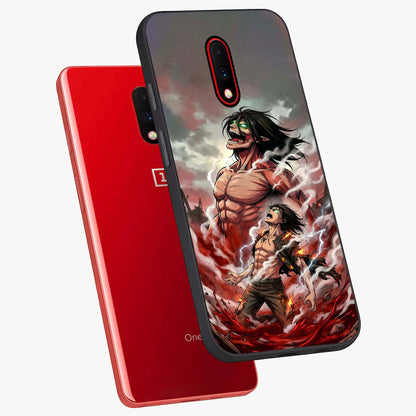 Titan Awakening Fury Glass Case displayed in angled mockup highlighting dramatic giant warrior design with bold anime aesthetic.