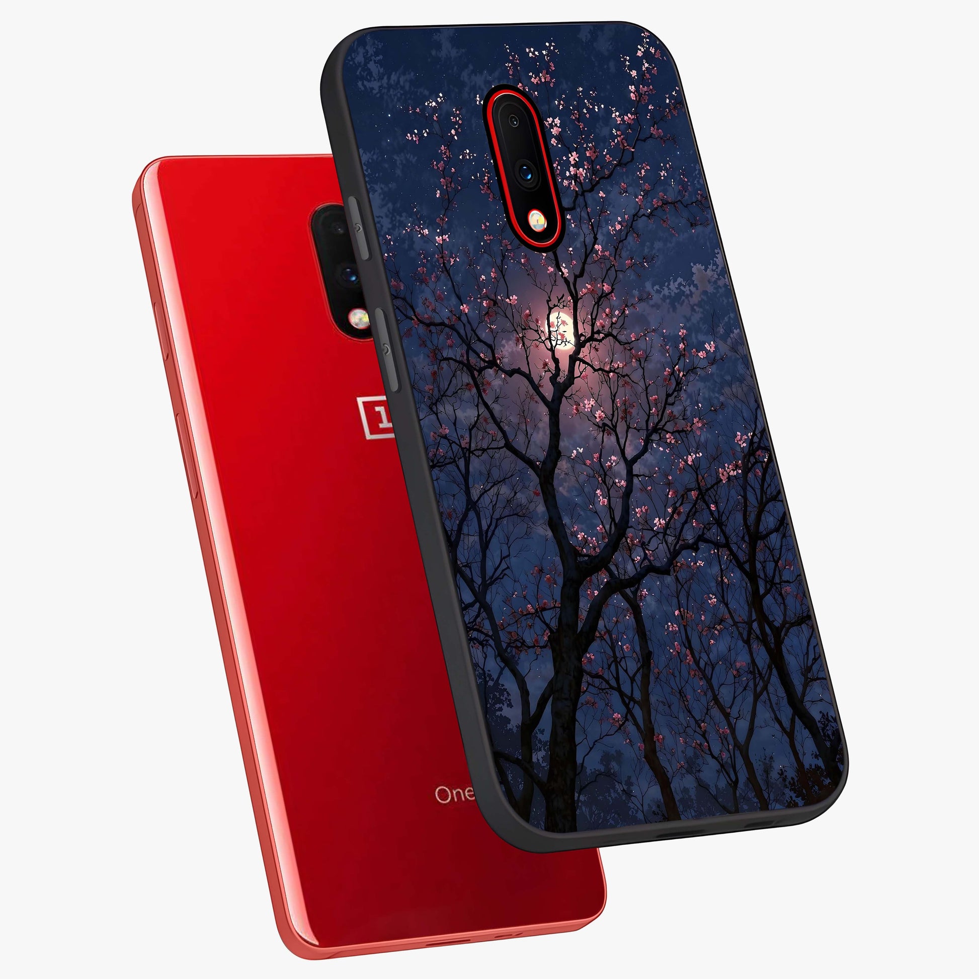 Twilight Sakura Serenade Glass Case displayed in angled mockup highlighting delicate sakura flower design with dreamy aesthetic.