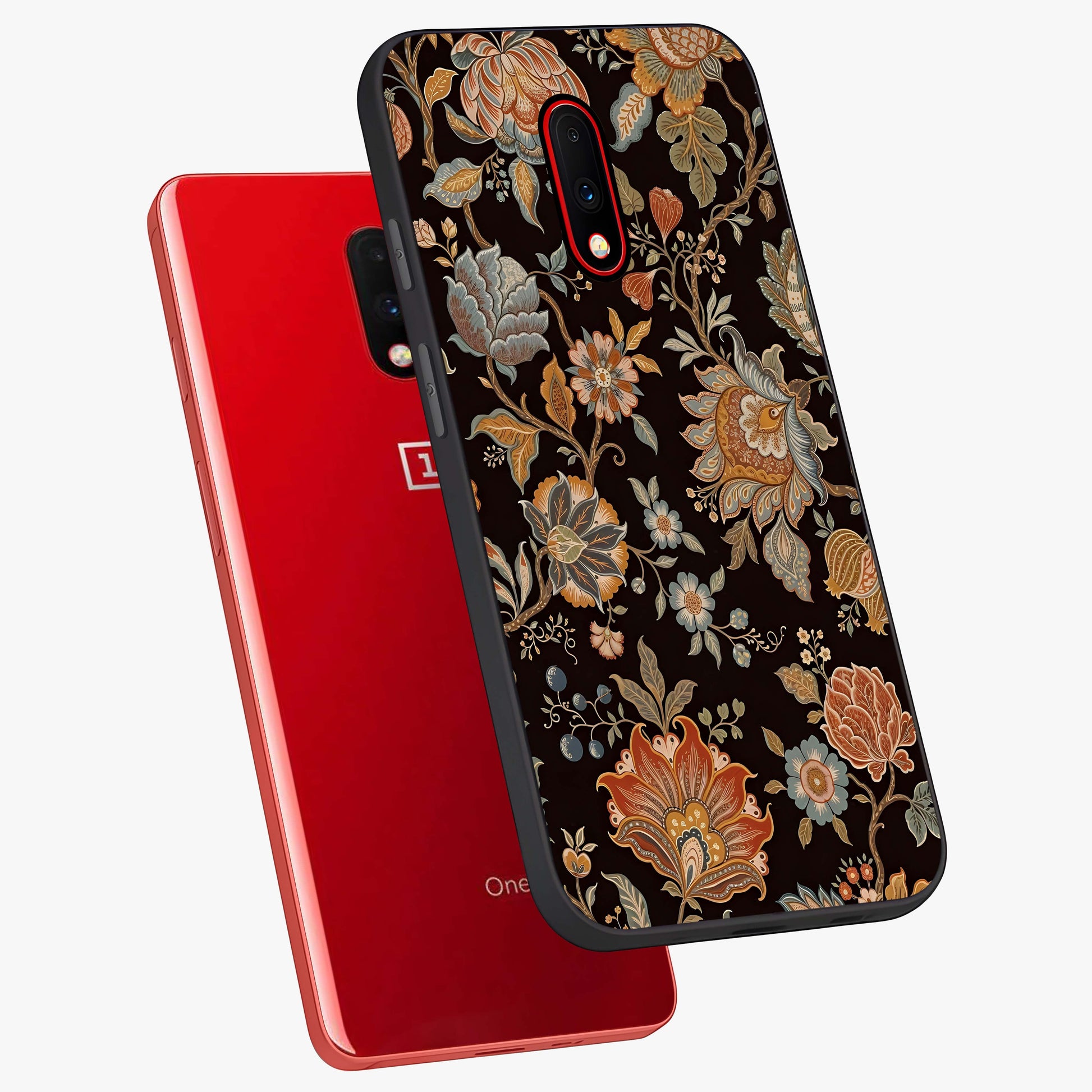Vintage Floral Dream Glass Case displayed in angled mockup highlighting elegant vintage flower design with soft aesthetic style.
