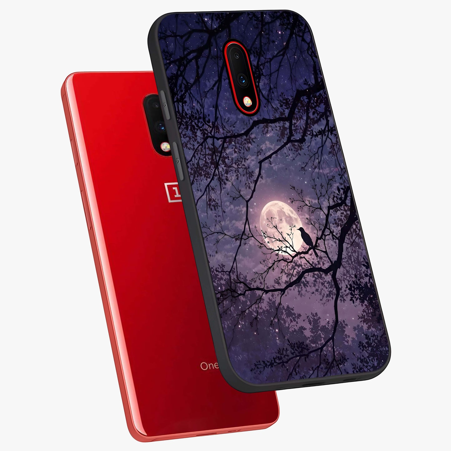Whispering Moon Silence Glass Case displayed in angled mockup highlighting calm lunar design with dreamy night aesthetic.
