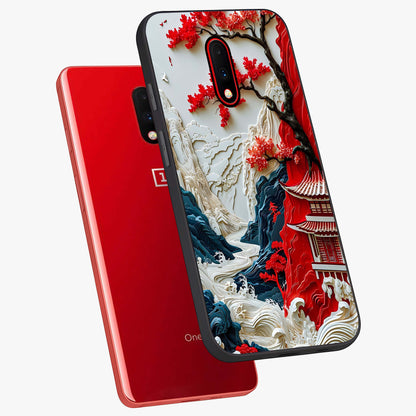 Whispers Of Sakura Waves Glass Case displayed in angled mockup highlighting flowing sakura design with soft floral aesthetic.