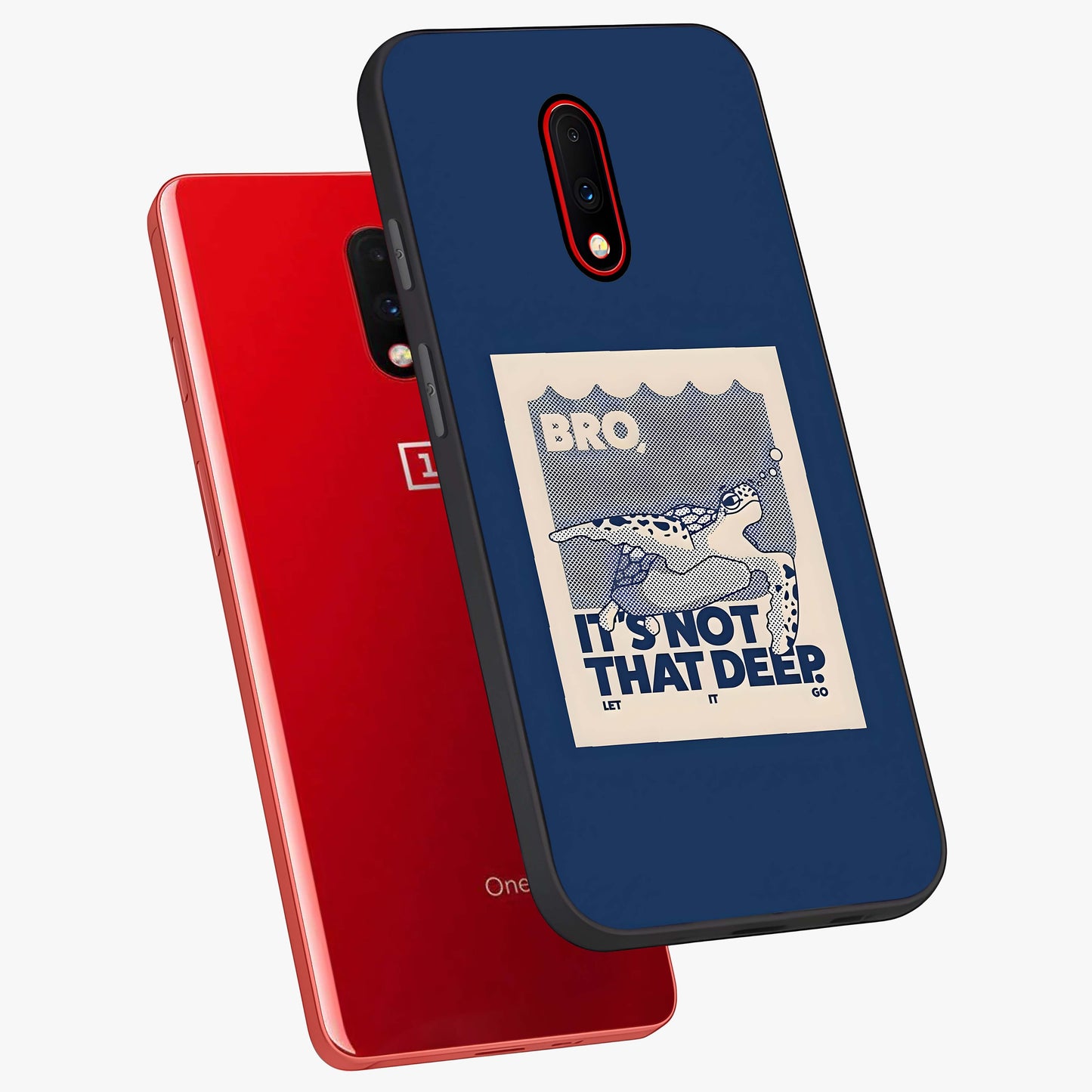 Worry Less Swim Glass Case displayed in angled mockup highlighting fun typography design with relaxed aesthetic style.