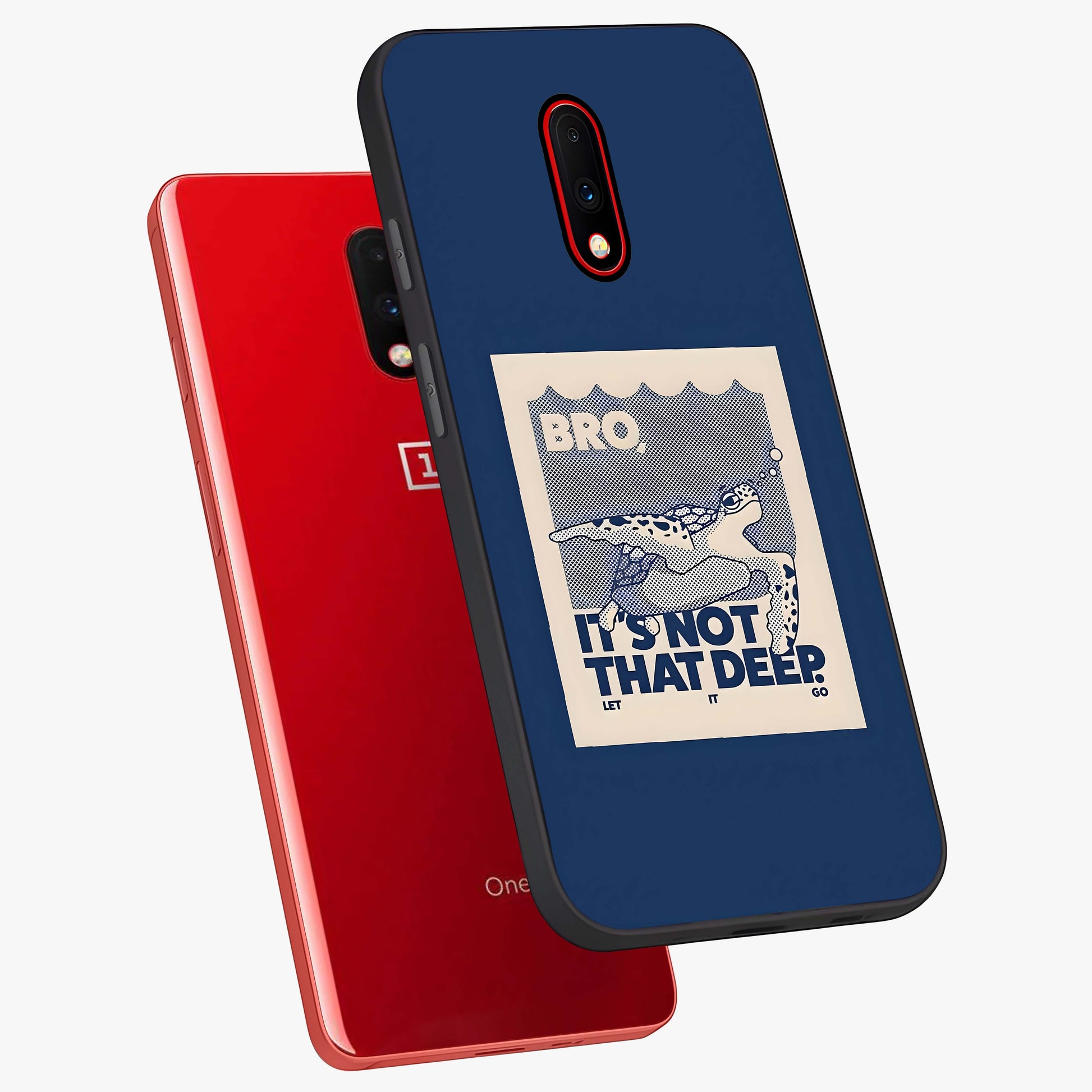Worry Less Swim Glass Case displayed in angled mockup highlighting fun typography design with relaxed aesthetic style.