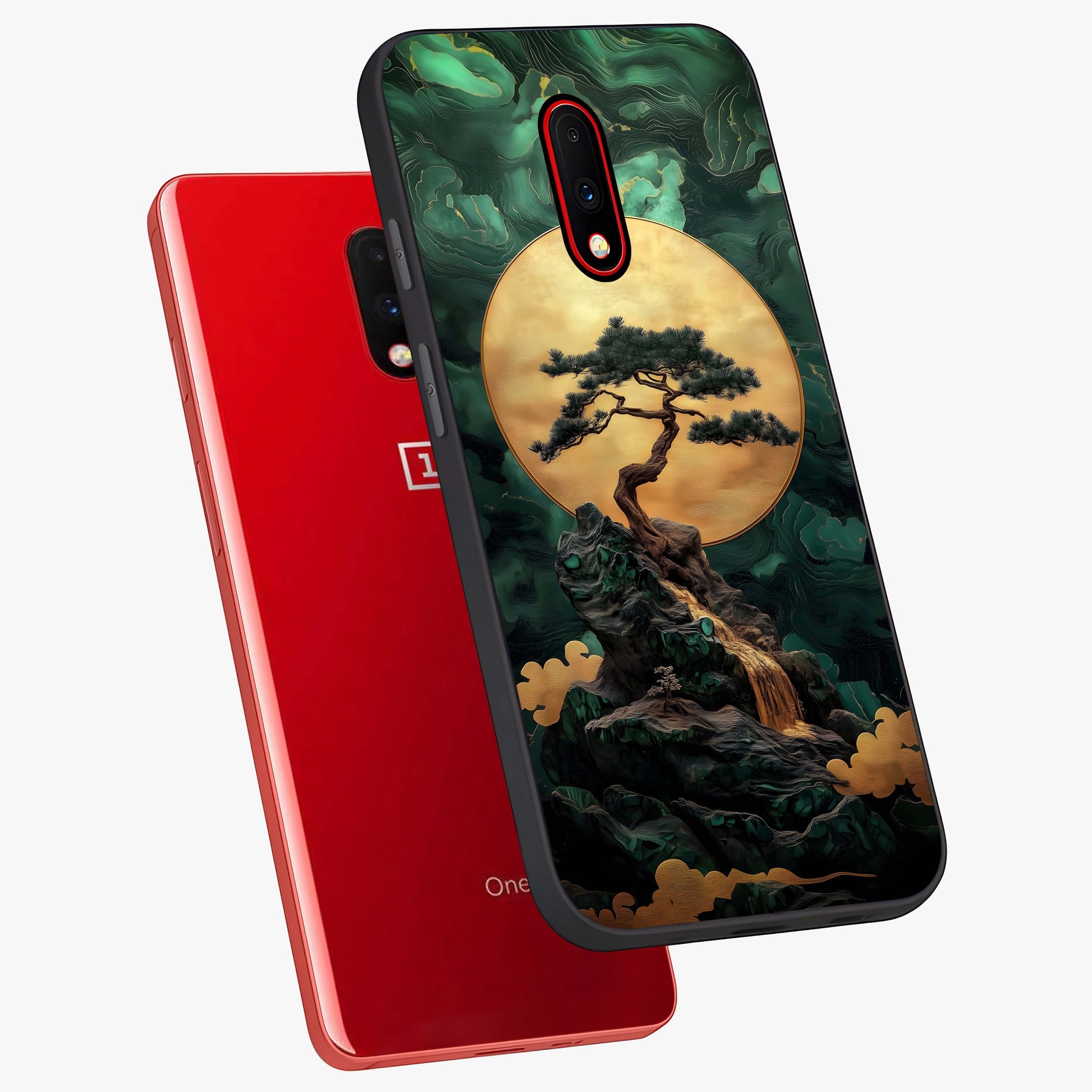 Zen Moon Rise Glass Case displayed in angled mockup highlighting peaceful lunar design with zen aesthetic style.