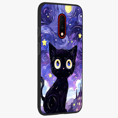 Abstract Cat Art Glass Case upright view showcasing creative feline illustration and aesthetic artistic style.