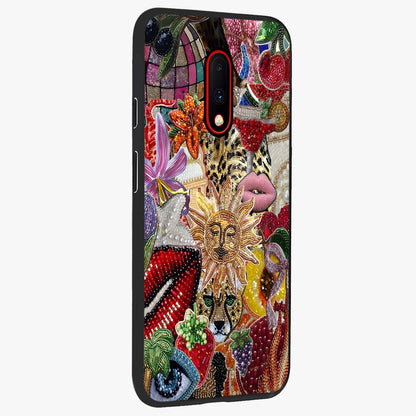 Beaded Fashion Jungle Glass Case upright view showcasing tropical jungle aesthetic with decorative bead elements.
