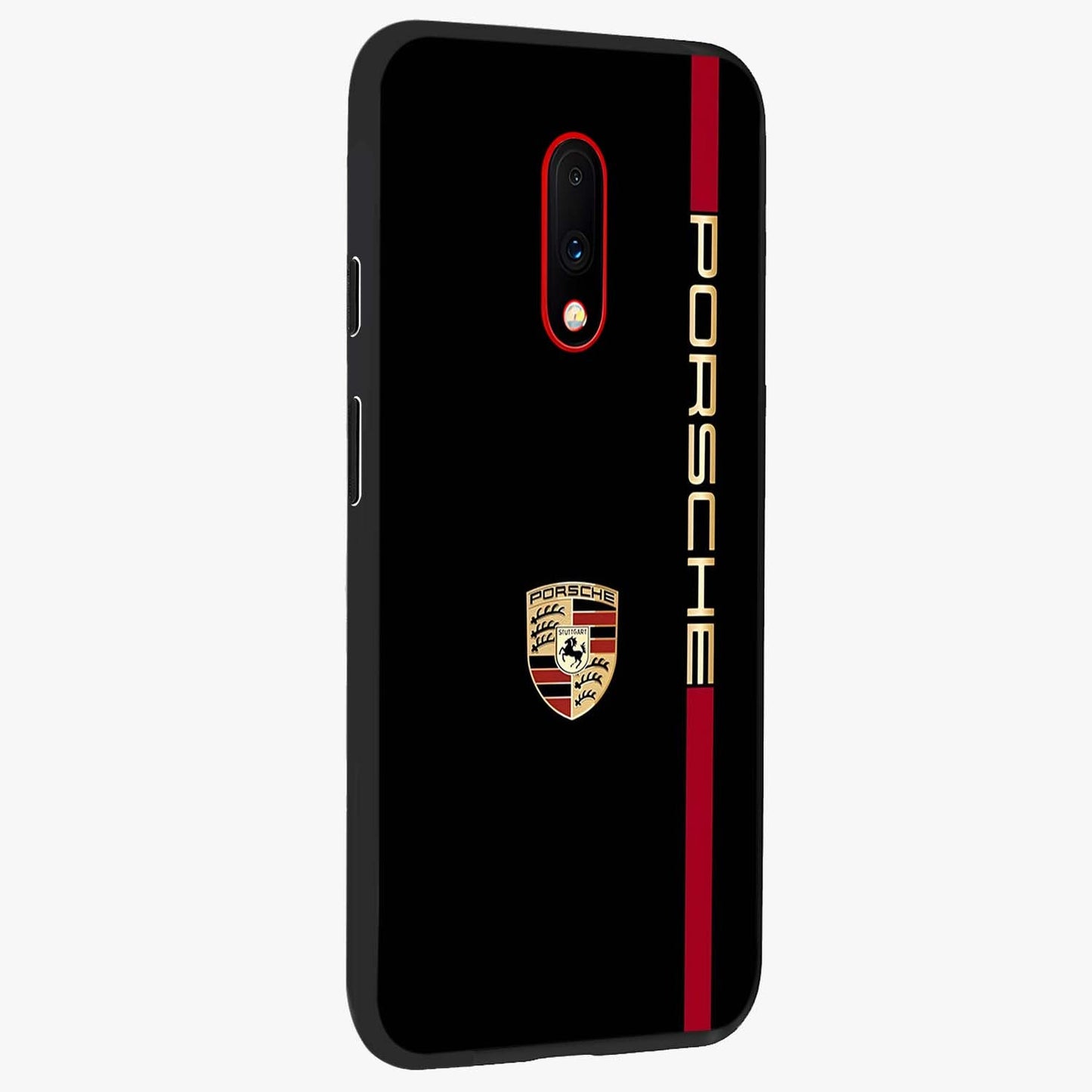 Black Minimal Porsche Glass Case upright view showcasing stylish automotive artwork with bold minimal theme.
