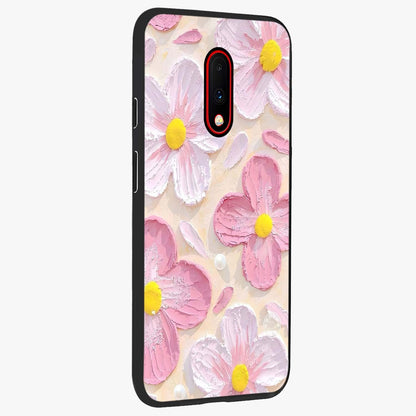 Blush Bloom Texture Glass Case upright view showcasing delicate blush floral texture with modern minimal style.