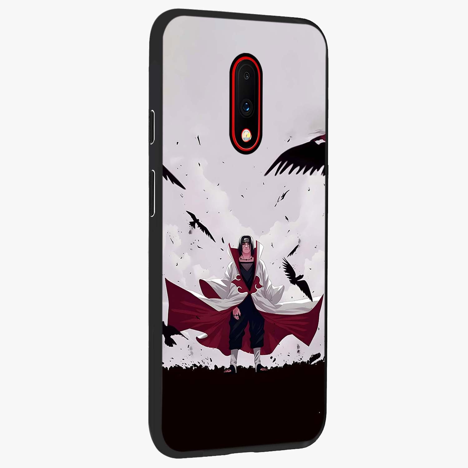 Crimson Crow Ascension Glass Case upright view showcasing dramatic crow artwork with bold gothic theme.