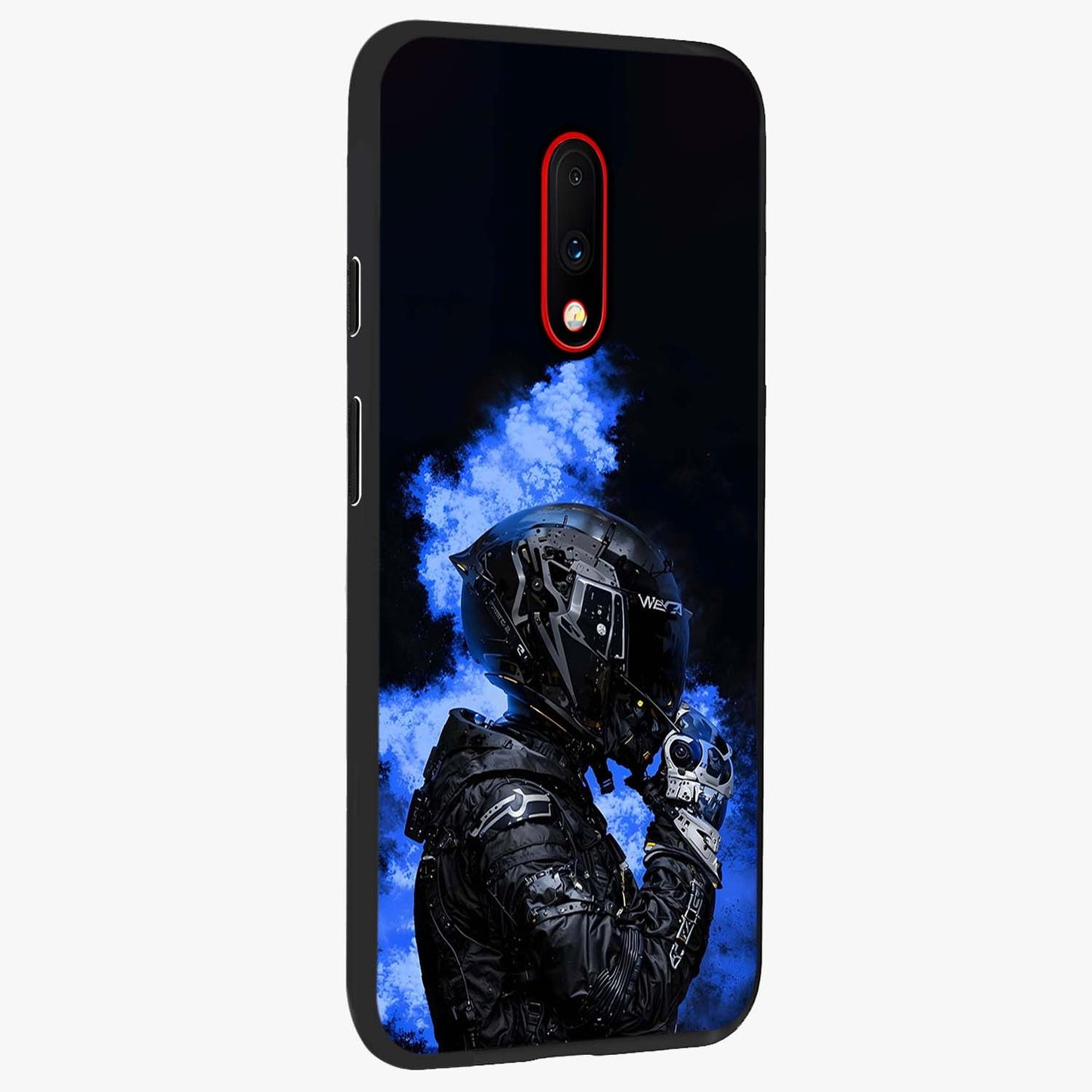 Cyber Sentinel Protocol Glass Case upright view showcasing advanced cyber sentinel artwork with futuristic tech theme.
