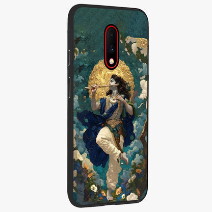 Divine Krishna Art Glass Case upright view showcasing divine Krishna artwork with sacred artistic theme.