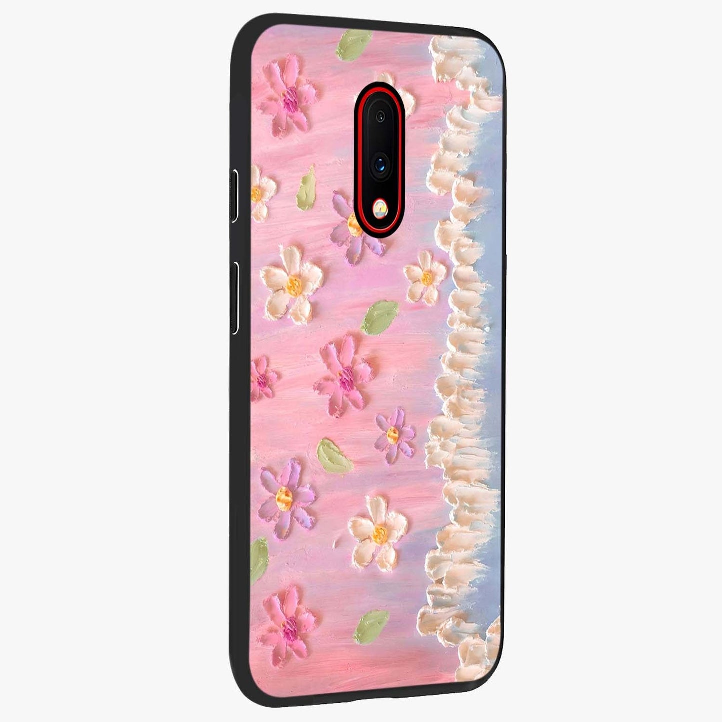 Dreamy Painted Garden Glass Case upright view showcasing vibrant floral garden artwork with artistic nature theme.