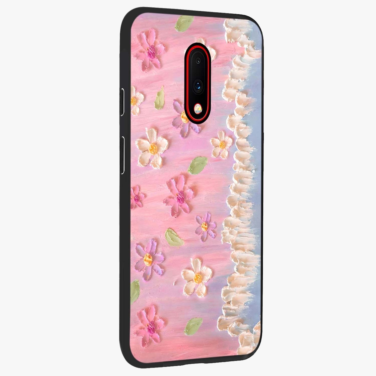 Dreamy Painted Garden Glass Case upright view showcasing vibrant floral garden artwork with artistic nature theme.