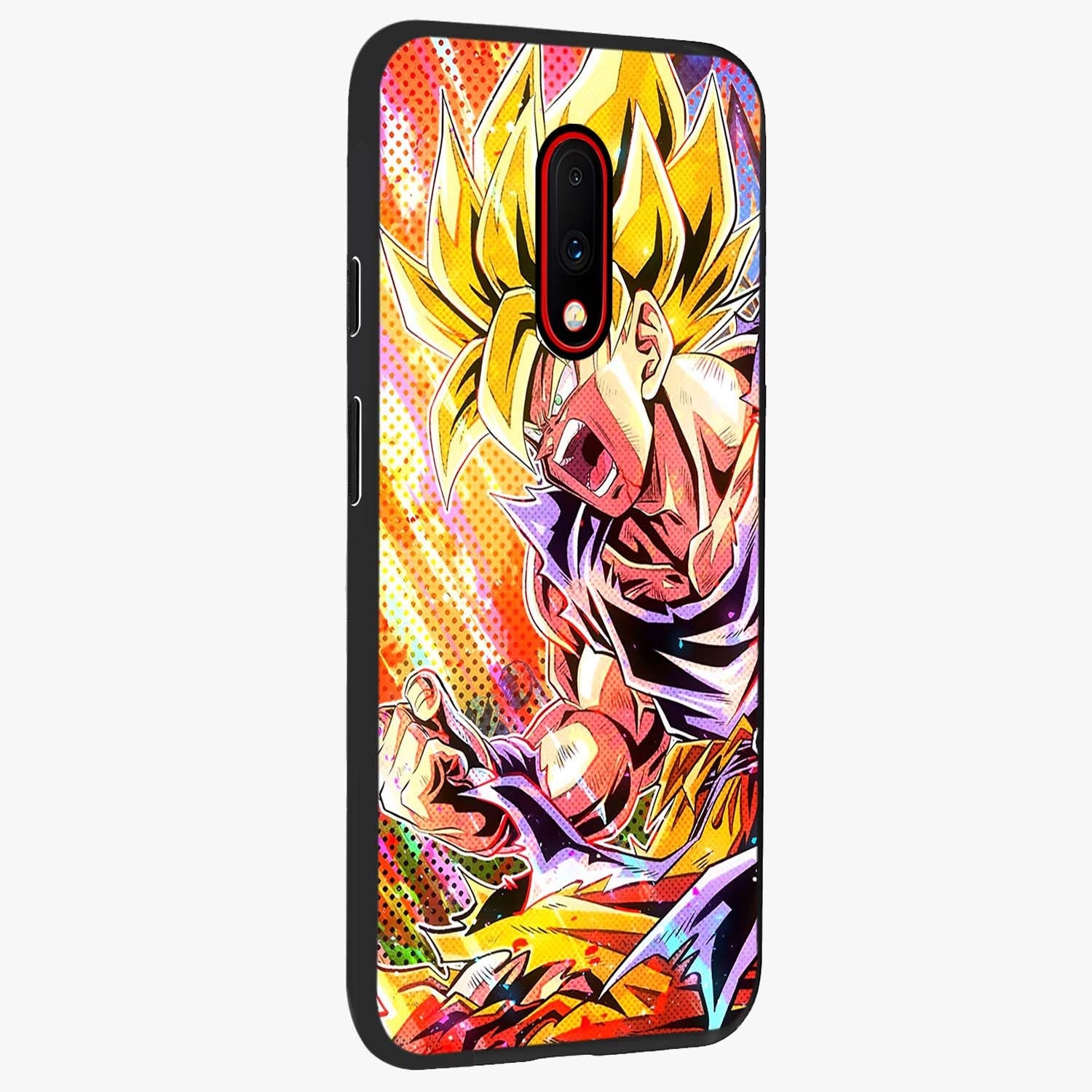 Firing Goku Glass Case upright view showcasing energetic anime artwork with bold warrior theme.