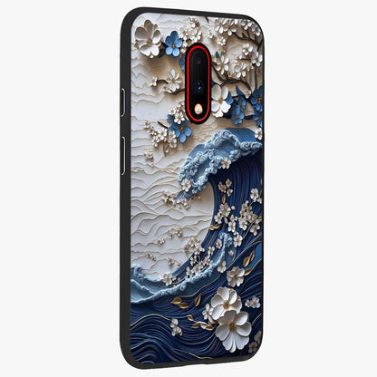 Floral Wave Origami Glass Case upright view showcasing creative floral origami artwork with artistic decorative theme.