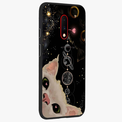 Galactic Cat Glass Case upright view showcasing mystical cat artwork with dreamy cosmic theme.