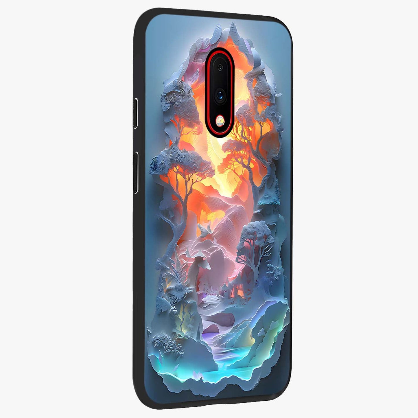 Glow Forest Portal Glass Case upright view showcasing enchanted forest portal artwork with fantasy nature theme.