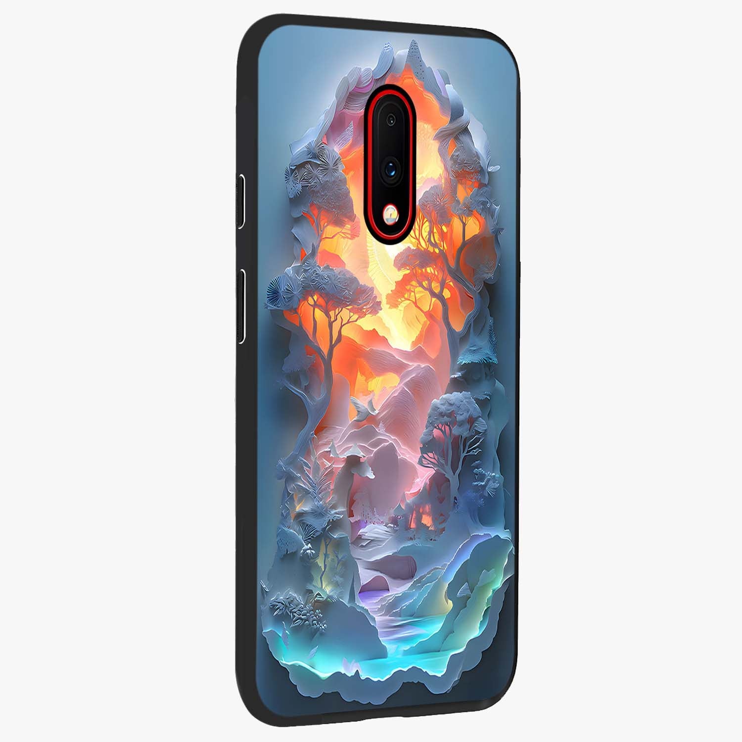Glow Forest Portal Glass Case upright view showcasing enchanted forest portal artwork with fantasy nature theme.