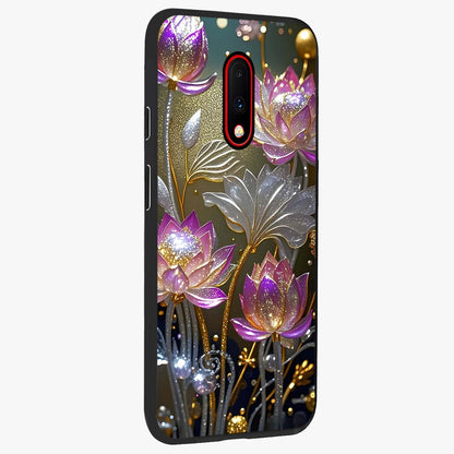 Golden Floral Majesty Glass Case upright view showcasing majestic floral artwork with rich decorative theme.