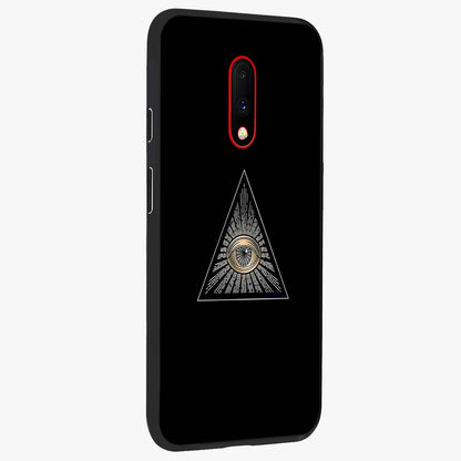 Illuminati Evil Glass Case upright view showcasing striking illuminati artwork with mysterious symbolic theme.