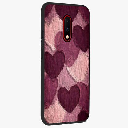 Layered Paper Hearts Glass Case upright view showcasing decorative layered heart artwork with sweet love theme.