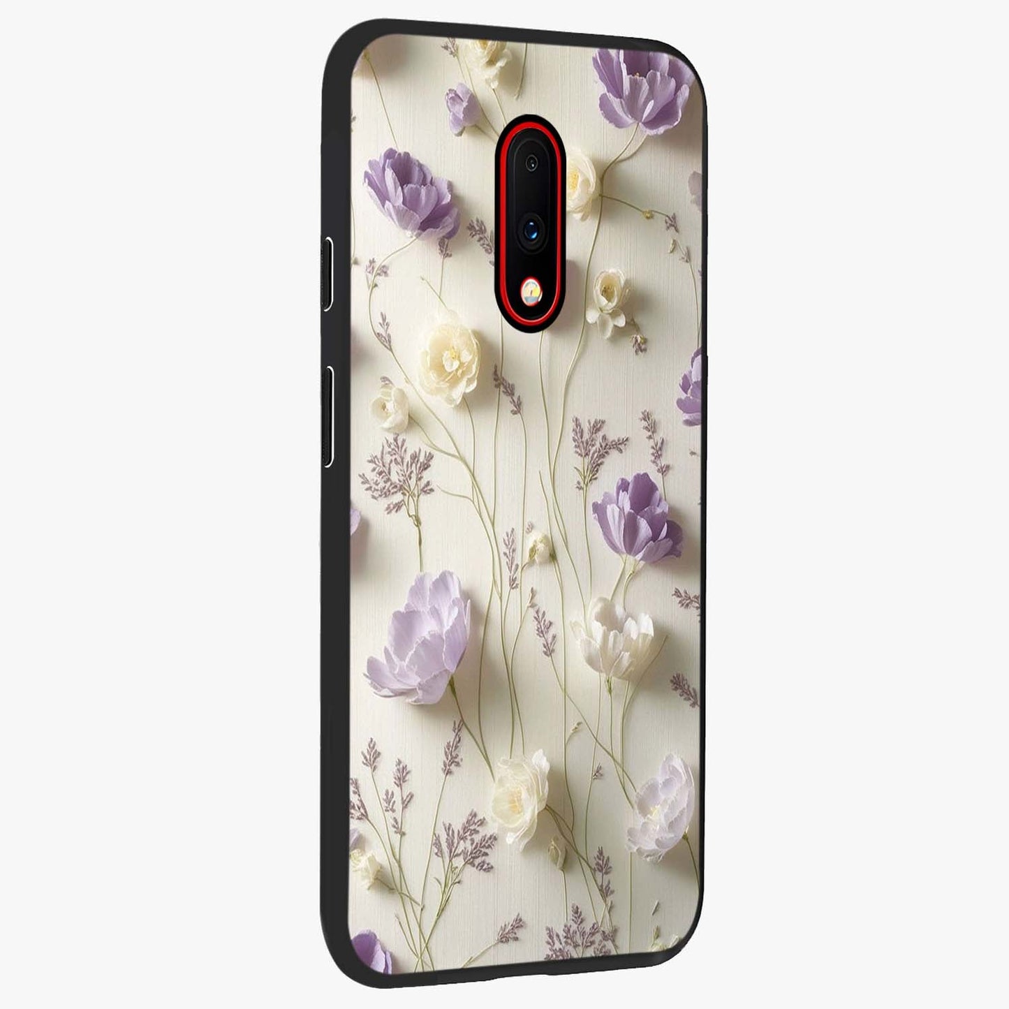 Lilac Breeze Harmony Glass Case upright view showcasing delicate lilac artwork with peaceful floral theme.