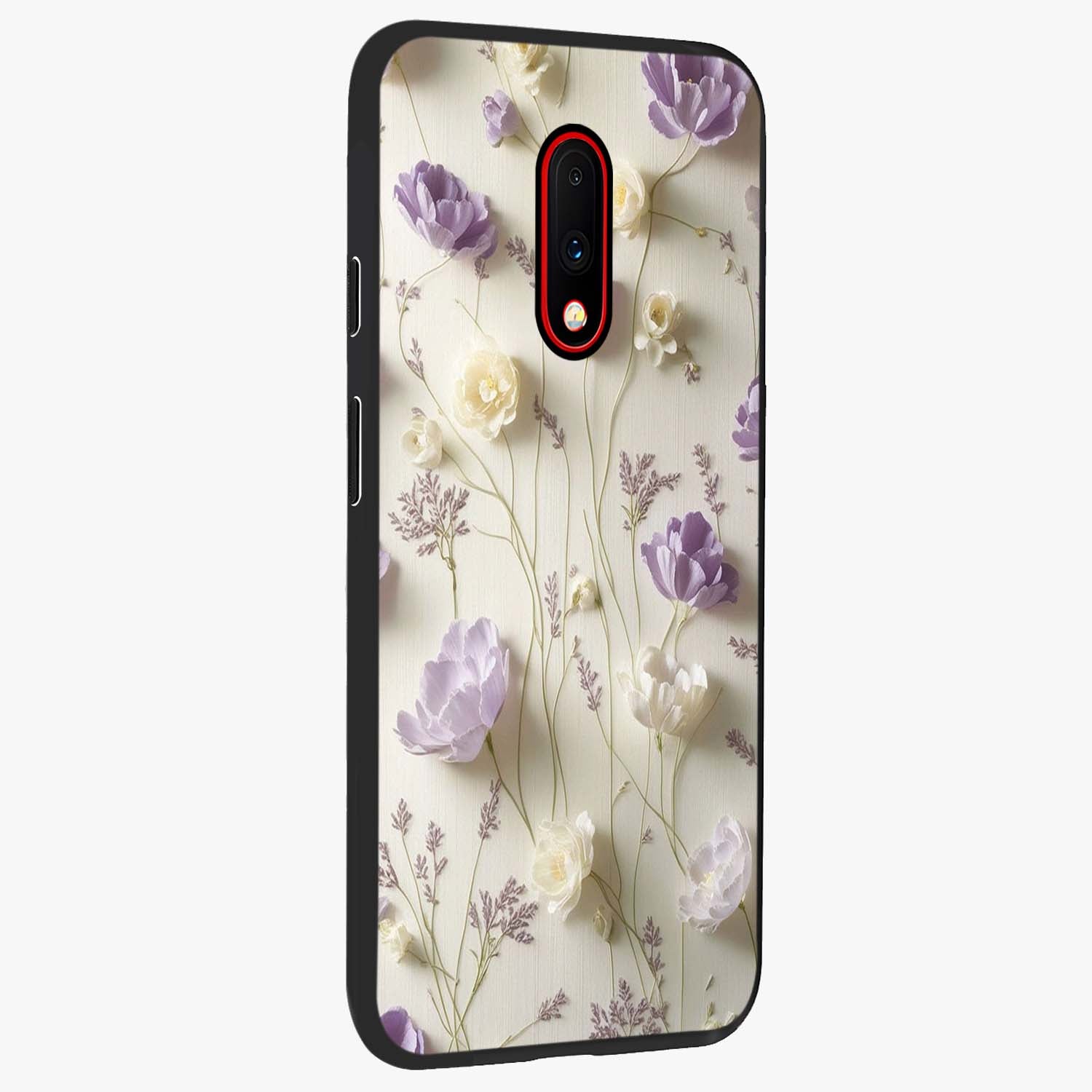 Lilac Breeze Harmony Glass Case upright view showcasing delicate lilac artwork with peaceful floral theme.
