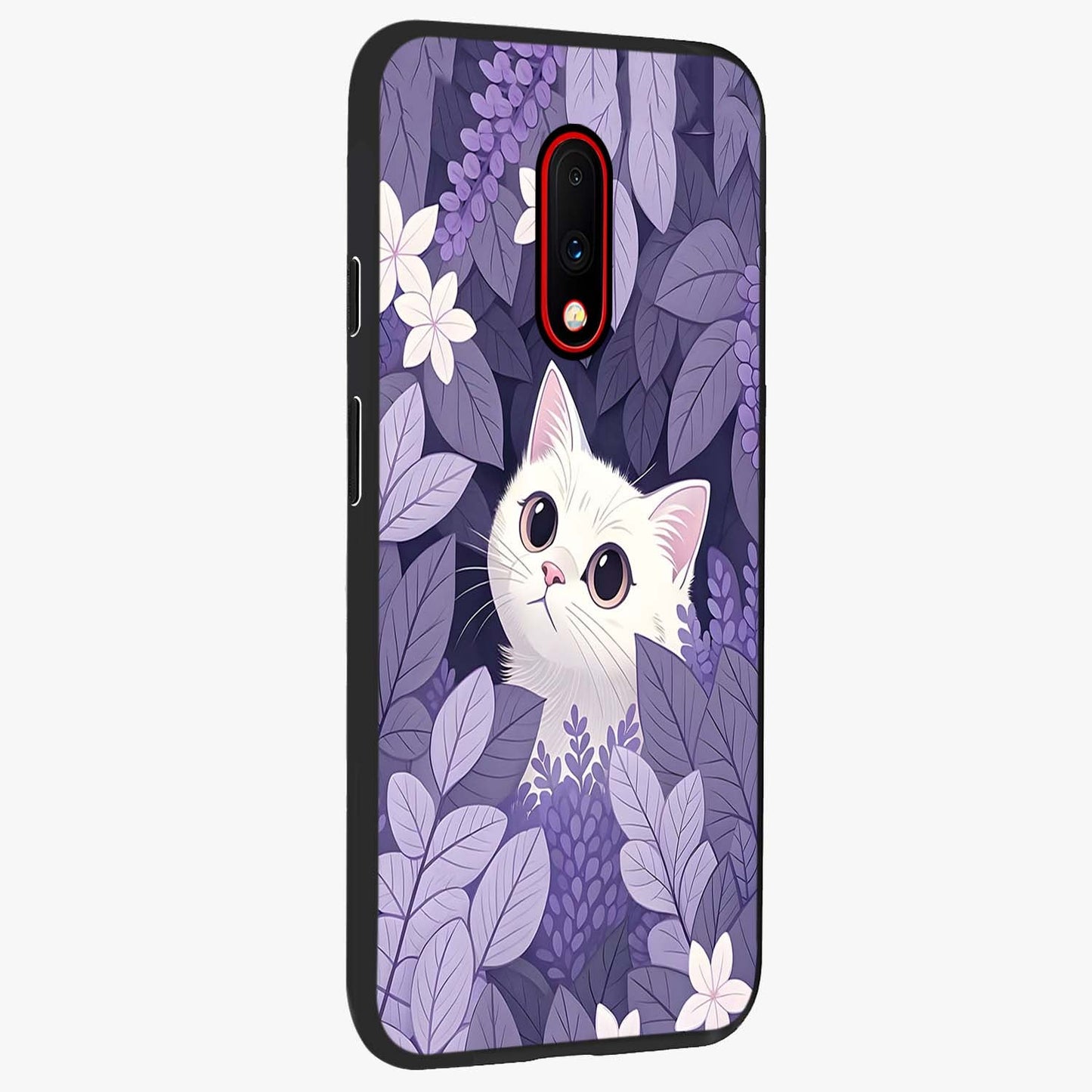 Lilac Hide Peek Cat Glass Case upright view showcasing charming cat artwork with adorable peek theme.