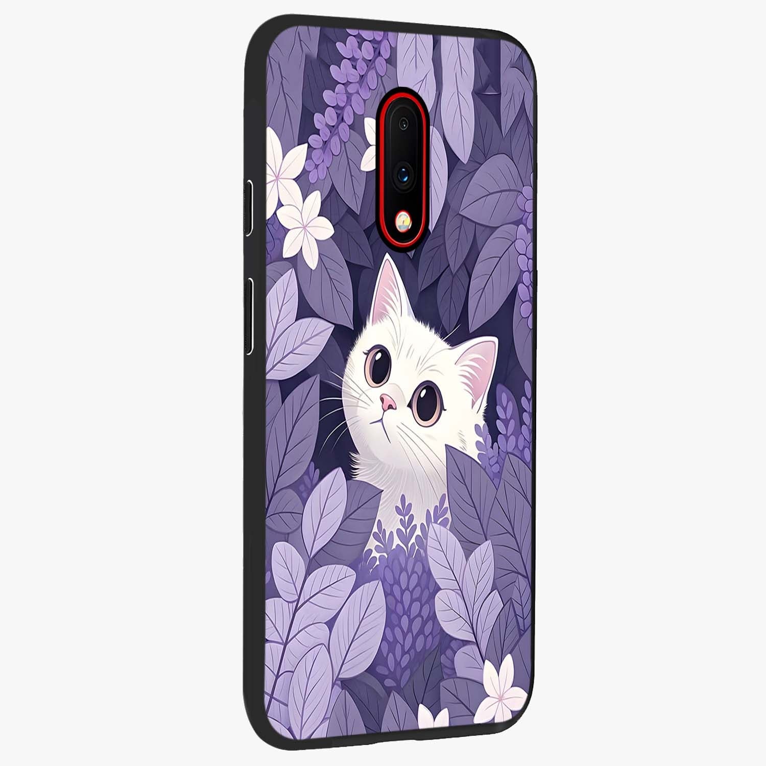 Lilac Hide Peek Cat Glass Case upright view showcasing charming cat artwork with adorable peek theme.