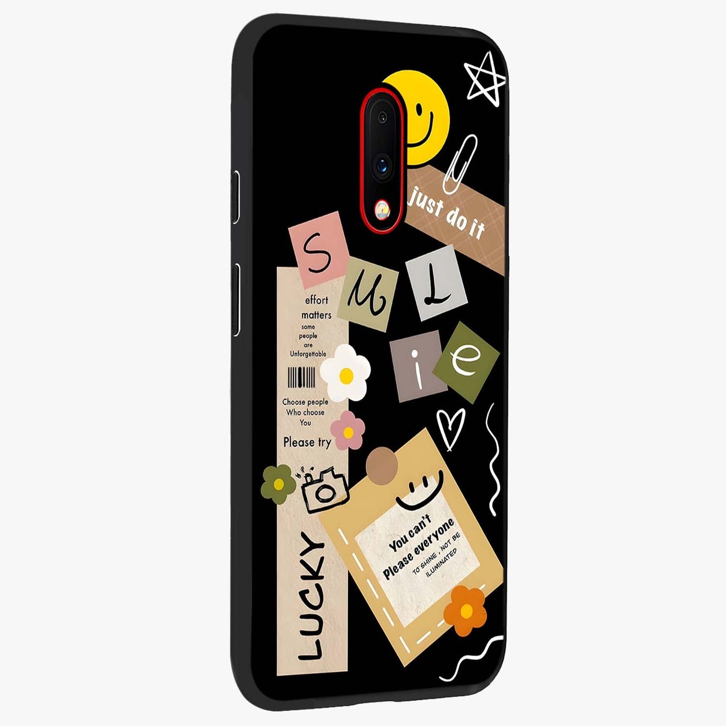 Lucky Aesthetic Collage Glass Case upright view showcasing vibrant collage artwork with youthful aesthetic theme.