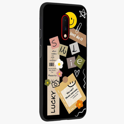 Lucky Aesthetic Collage Glass Case upright view showcasing vibrant collage artwork with youthful aesthetic theme.