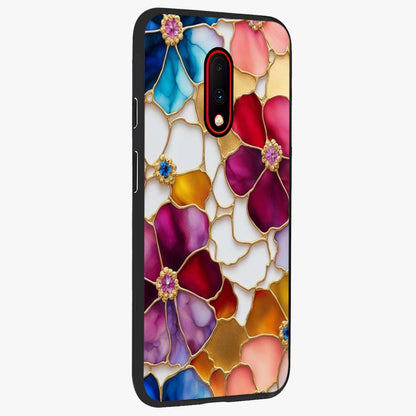 Marble Flower Pattern Glass Case upright view showcasing decorative marble flower artwork with refined style.