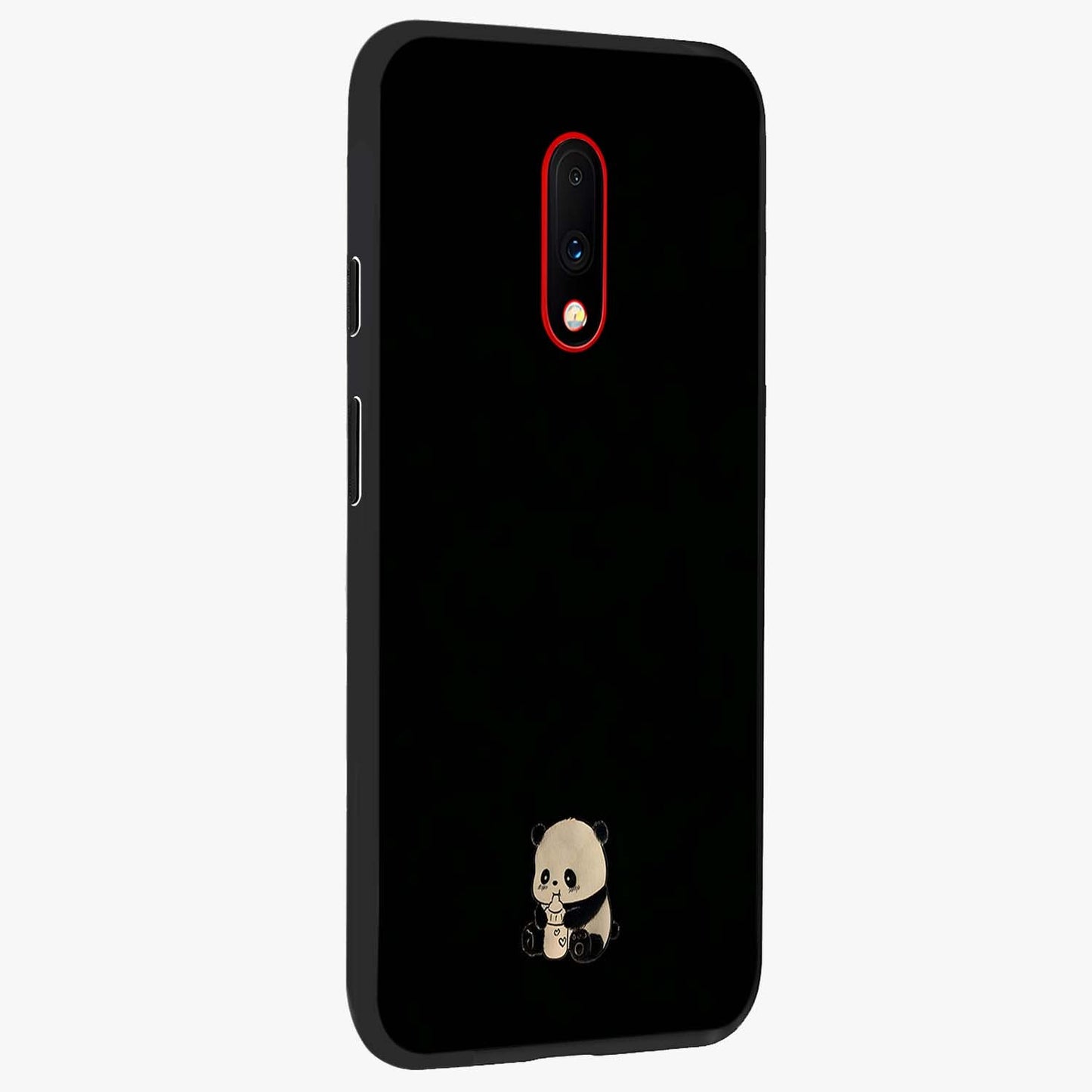 Midnight Panda Love Glass Case upright view showcasing charming panda artwork with playful romantic theme.