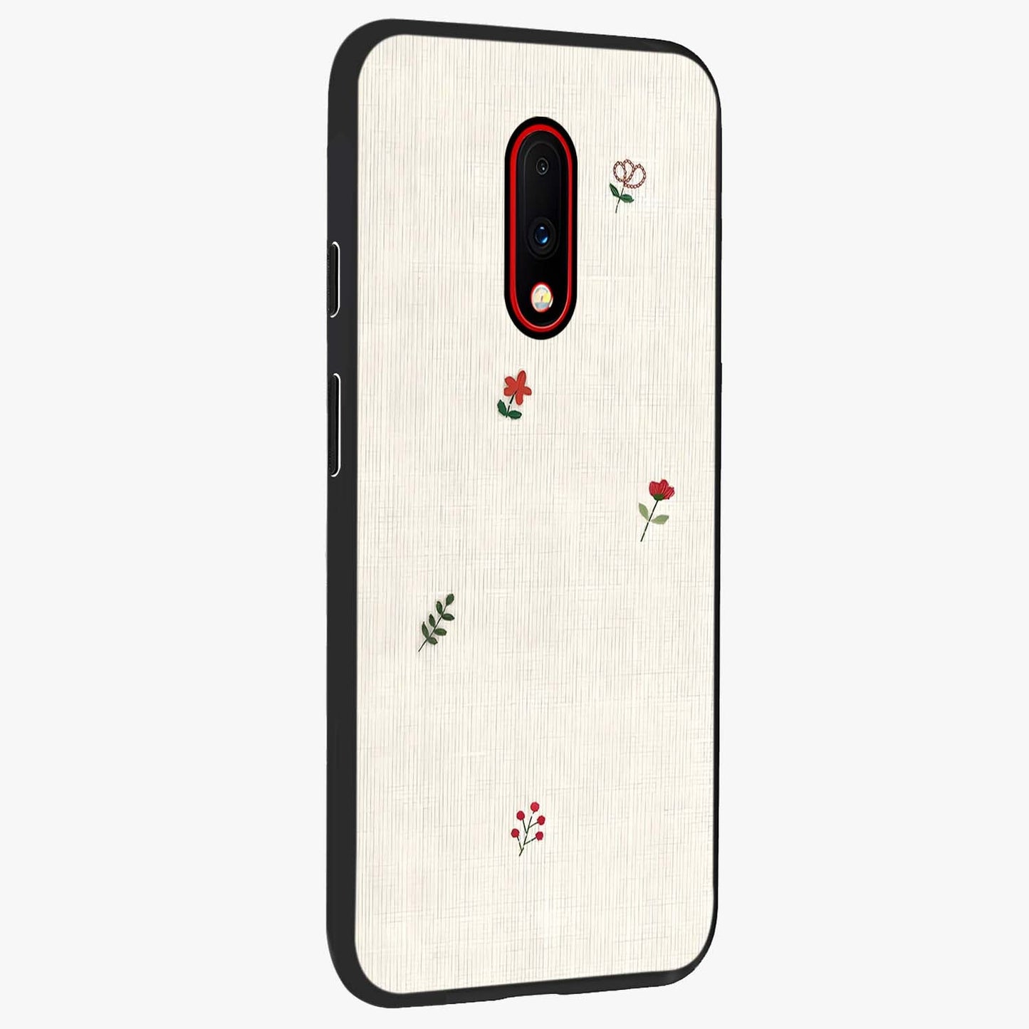 Minimalistic Blue With White Flower Pattern Glass Case upright view showcasing clean white flower artwork with calming blue theme.