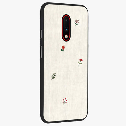 Minimalistic Blue With White Flower Pattern Glass Case upright view showcasing clean white flower artwork with calming blue theme.