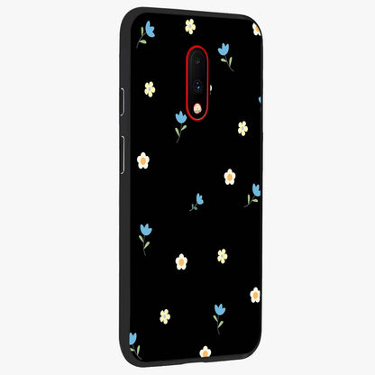 Minimal Petal Whispers Glass Case upright view showcasing elegant floral artwork with modern minimalist style.