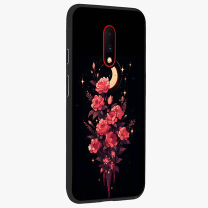 Moonlit Floral Elegance Glass Case upright view showcasing delicate floral artwork with refined night inspired theme.