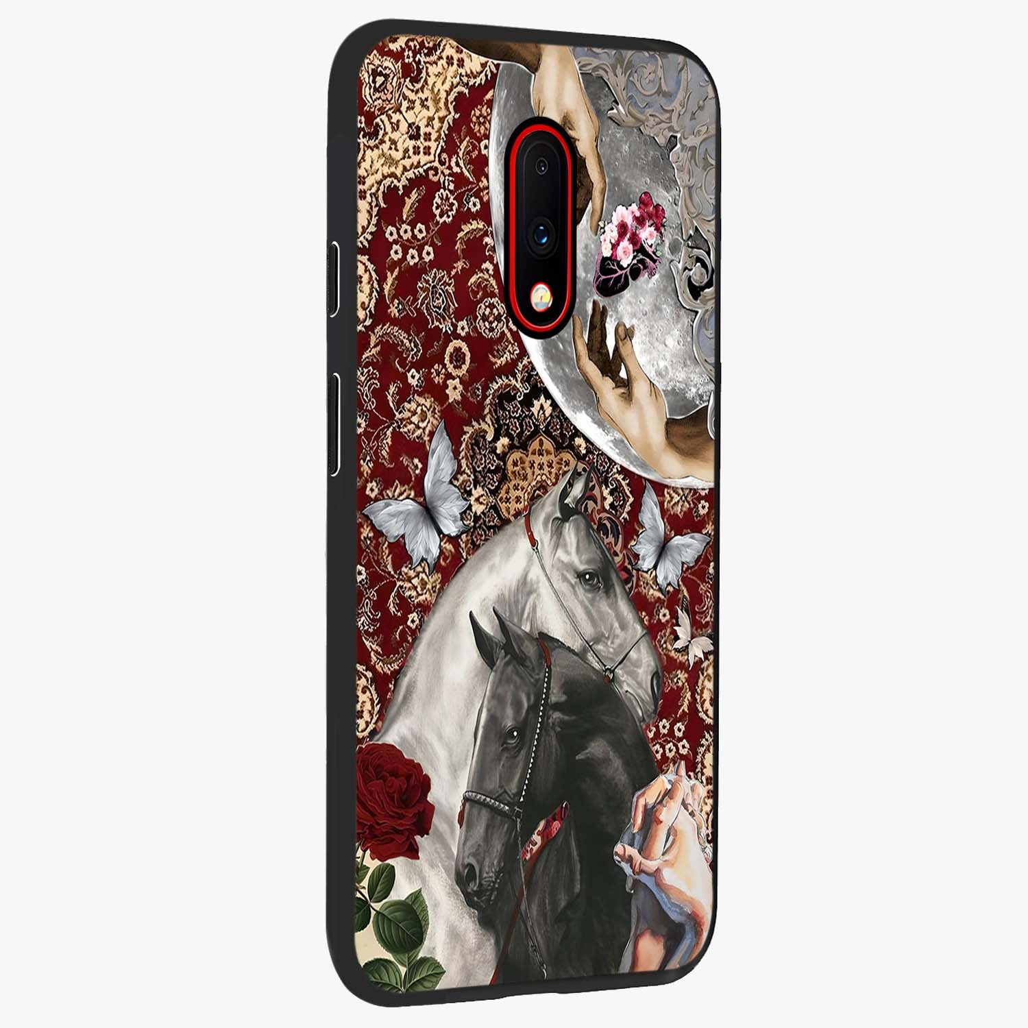 Moonlit Royal Stallion Glass Case upright view showcasing dramatic horse artwork with glowing moon themed design.