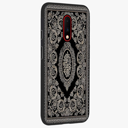 Noir Bloom Elegance Glass Case upright view showcasing graceful floral artwork with luxurious dark theme.