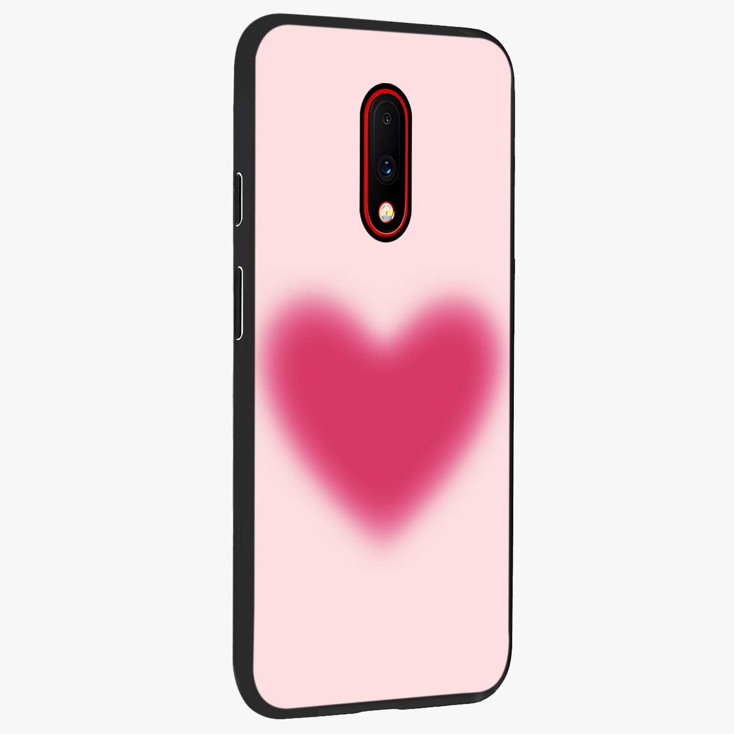 Pink Aura Heart Glass Case upright view showcasing romantic heart artwork with soft pastel theme.