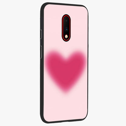 Pink Aura Heart Glass Case upright view showcasing romantic heart artwork with soft pastel theme.