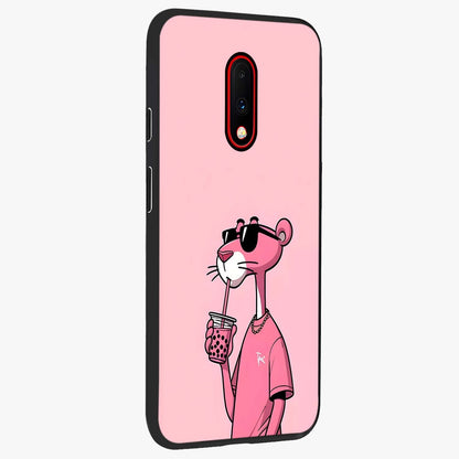 Pink Panther Glass Case upright view showcasing fun animated artwork with stylish retro cartoon theme.